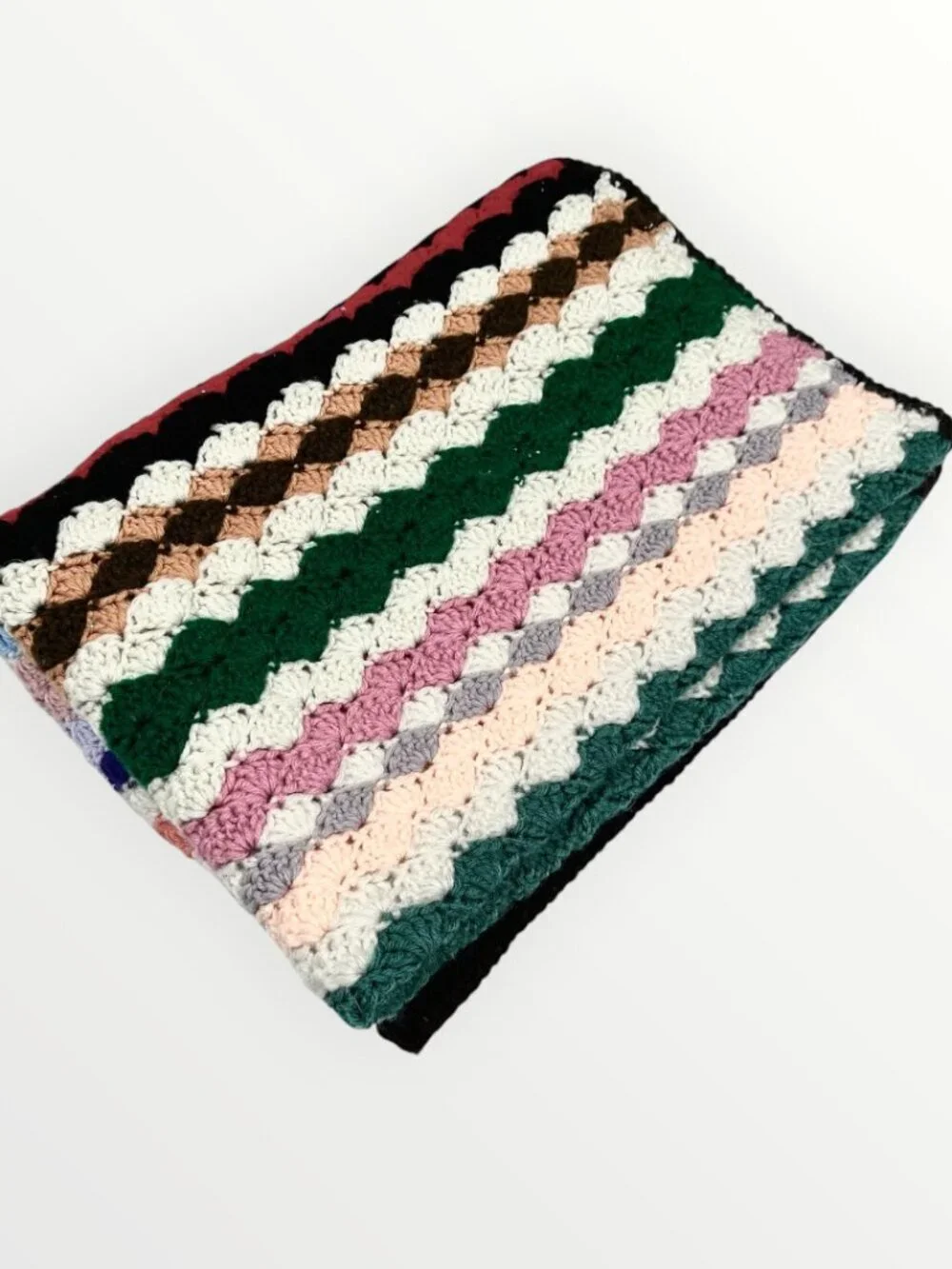 Handmade Granny Crochet Throw Afghan Blanket Multicolor Ripple 36inx50in